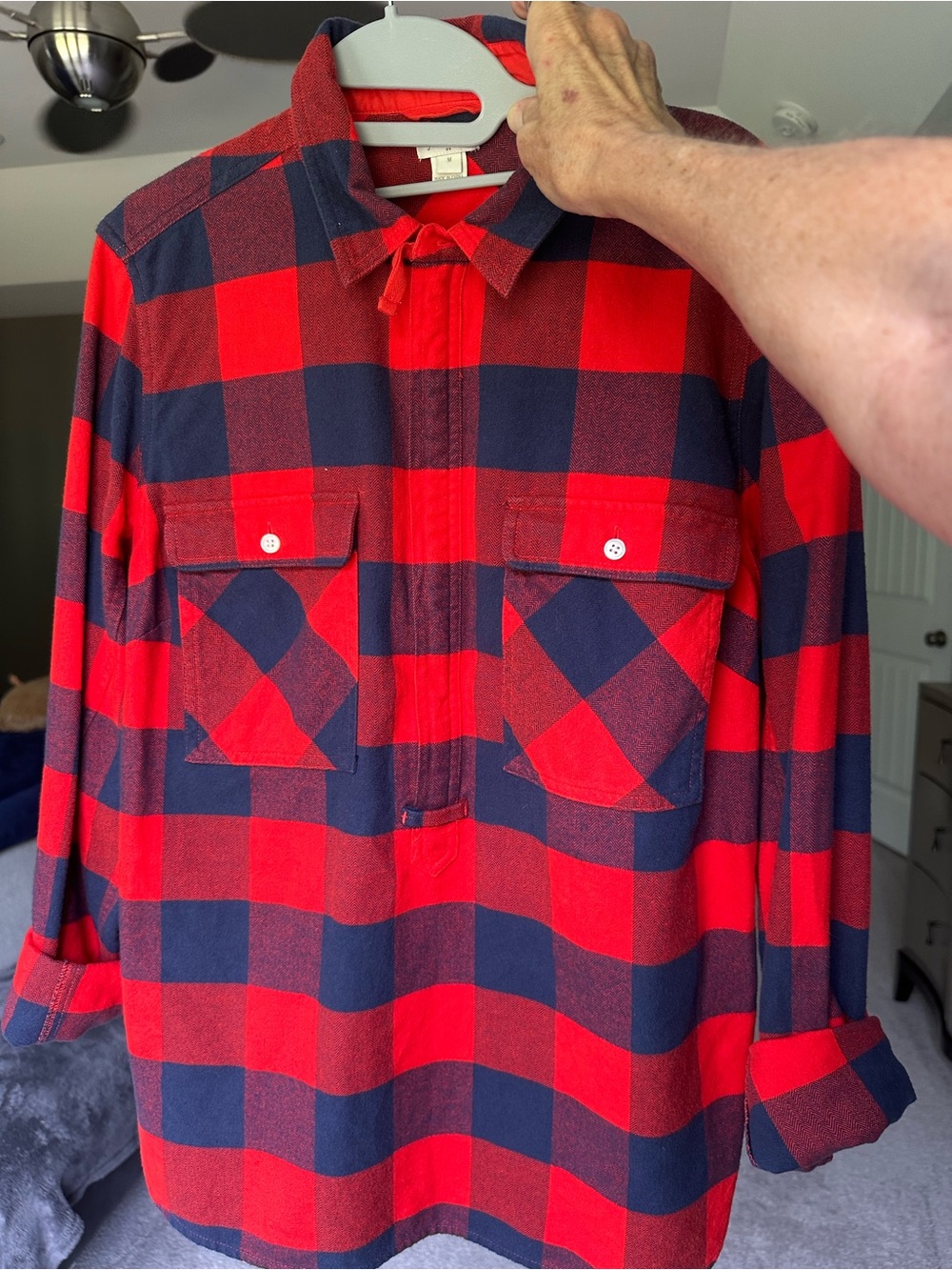 J.Crew women’s flannel 1/2 zip shirt blouse top plaid medium